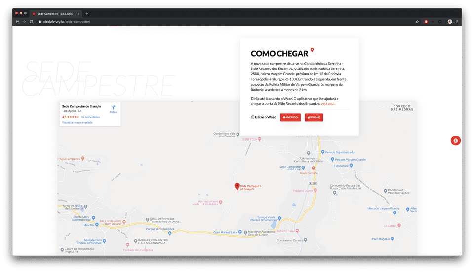 Layout exclusivo para Sede Campestre