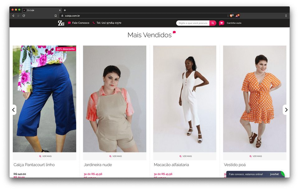 Carrossel de produtos da home