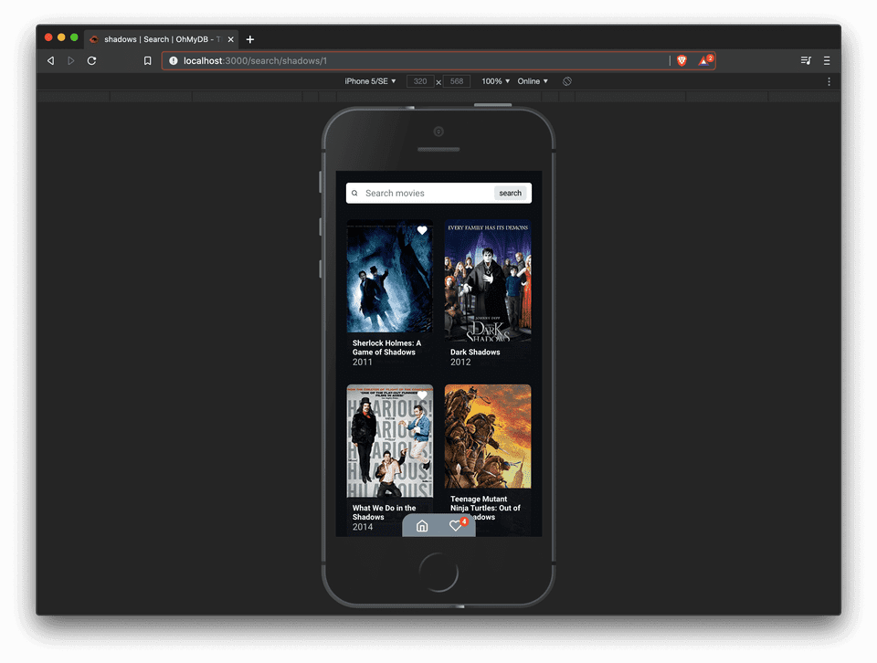 Tela de pesquisa - Mobile